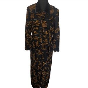 Vintage 90s Jessica Howard Petite Tapestry Floral Velvet Maxi Dress Sz 12P Gold